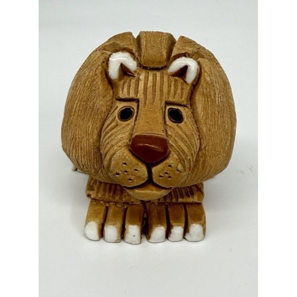 Vtg Artesania Rinconada Lion Figurine Uruguay Carved Clay Folk Art READ